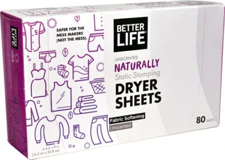 Better Life Naturally Static-Stomping Dryer Sheets Unscented -- 80 Sheets