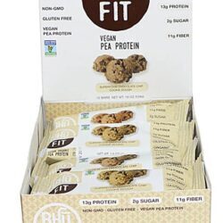 BHU Fit Barra Proteica Vegana Orgânica de Ervilha Superfood - Chocolate Chip Cookie Dough - Caixa com 12 Unidades (Aprox. 51g cada)