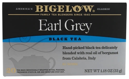 Bigelow Chá Preto Earl Grey 20 Sachês - Sabor Cítrico e Refrescante