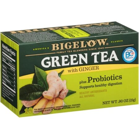 Bigelow Tea Green Tea with Ginger Plus Probiotics -- 18 Tea Bags