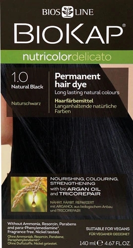 Biokap Nutricolor Delicato Tintura Permanente 1.0 Preto Natural - 138ml