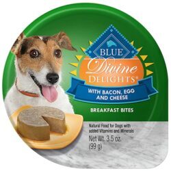 Blue Buffalo Divine Delights® Breakfast Bites Cães Pequenos Bacon, Ovo e Queijo - 12 Pacotes de 100g Cada