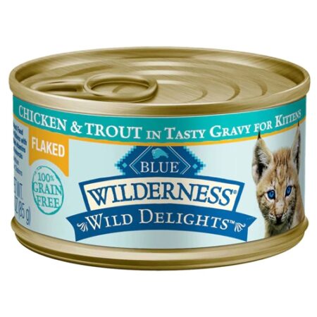 Blue Buffalo Wilderness Wild Delights For Kittens Flaked Chicken and Trout -- 3 oz Each / Pack of 24