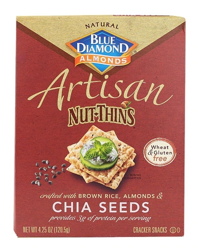 Blue Diamond Artisan Nut-Thins® Cracker Snacks Sementes de Chia - 120g