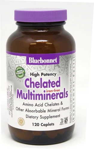 Bluebonnet Nutrition Albion® Multiminerals Químicos Alta Potência Sem Ferro - 120 Caplets