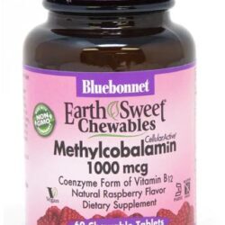 Bluebonnet Nutrition EarthSweet Metilcobalamina Vitamina B12 Sabor Framboesa Natural - 60 Comprimidos Mastigáveis