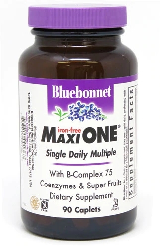 Bluebonnet Nutrition Maxi One® Multivitamínico Diário Sem Ferro - 90 Cápsulas