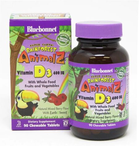 Bluebonnet Nutrition Super Earth® Rainforest Animalz® Vitamin D3 Mixed Berry -- 400 IU - 90 Chewable Tablets