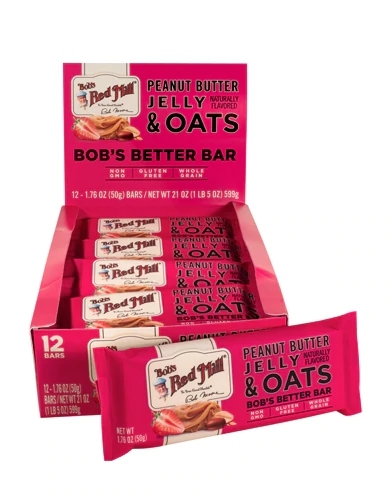 Barras de Aveia Bob's Bar Peanut Butter Jelly & Oats Bob's Red Mill - 12 Unidades (306g)