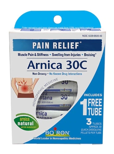 Boiron Arnica 30C Pellets - 3 Tubos (Aproximadamente 1g Cada) - Alívio Natural para Contusões e Dores