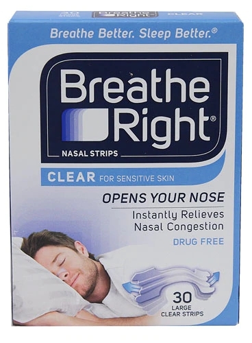 Tiras Nasais Breathe Right Clear Large 30 Unidades - Alívio Imediato da Congestão