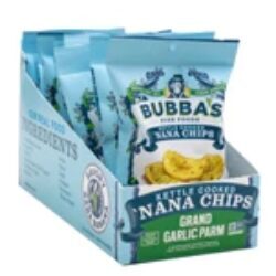 Bubba's Fine Foods Nana Chips Quebradiços Sabor Alho e Parmesão - 8 Pacotes de 37g Cada