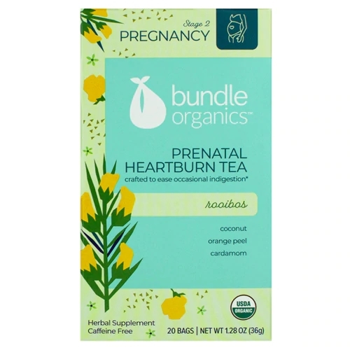 Chá Orgânico Bundle Organics para Gravidez - Alívio de Azia - Sem Cafeína - 20 Sachês