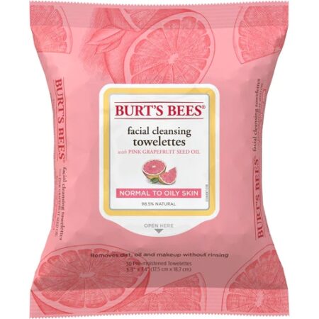 Burt's Bees Facial Cleansing Towelettes for Normal to Oily Skin Pink Grapefruit -- 30 Towelettes