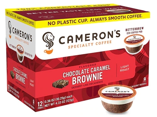 Café Especial Cameron's Betterbrew Sabor Chocolate-Caramelo Brownie Torra Clara - 12 Cápsulas (120g) Compatíveis Keurig, Melhor Preço Online