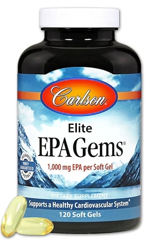 Carlson Elite EPA Gems - Ômega 3 com 1000mg de EPA - 120 Cápsulas Gelatinosas | Saúde Cardiovascular e Bem-Estar