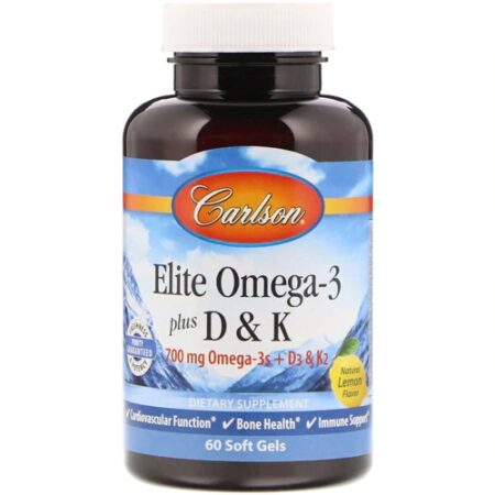 Carlson Elite Omega-3 plus D & K Natrual Lemon -- 60 Softgels