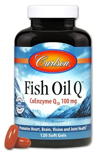 Carlson Fish Oil Q™ Ômega-3 com CoQ10 - 100 mg de CoQ10 - 120 Cápsulas Softgel
