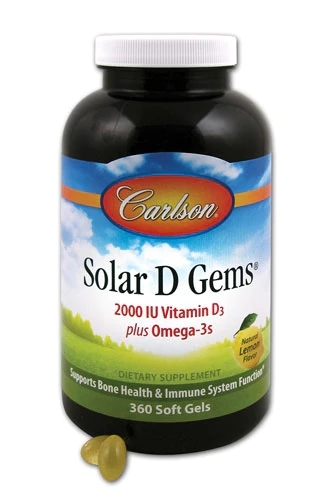 Carlson Solar D Gems - Vitamina D3 2000 UI, 360 Softgels - Saúde Óssea e Imunidade