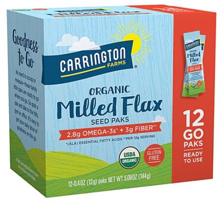 Carrington Farms Organic Milled Flax Seed Paks Gluten Free -- 12 Packs