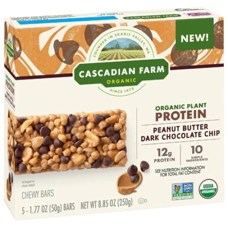 Cascadian Farms Organic Protein Chewy Bars Peanut Butter Chocolate Chip -- 5 Bars