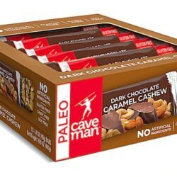 Caveman Foods Barras Nutricionais Sem Glúten Paleo Chocolate Amargo e Caramelo com Castanha – 12 Barras (Aprox. 570g)