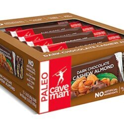 Caveman Foods Barras Nutricionais Sem Glúten Paleo Chocolate Amargo e Castanha - 12 Barras (Aprox. 42g Cada)