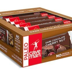 Barra de Nutrição Caveman Foods Paleo Chocolate Amargo Cereja e Castanha Sem Glúten – 12 Barras (Aprox. 510g)