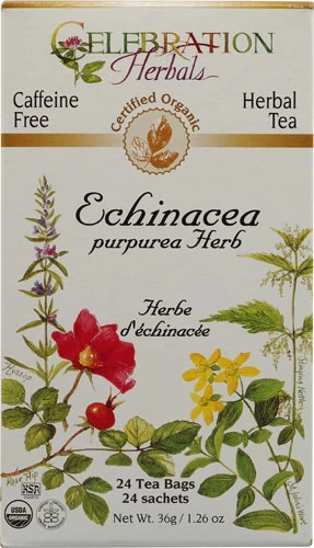 Chá de Equinácea Púrpura Orgânico Celebration Herbals Sem Cafeína - 24 Sachês (Aprox. 48g)