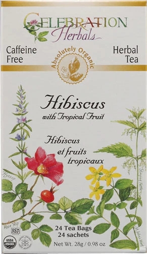 Chá Orgânico Celebration Herbals Hibisco com Frutas Tropicais Sem Cafeína - 24 Sachês (40g)