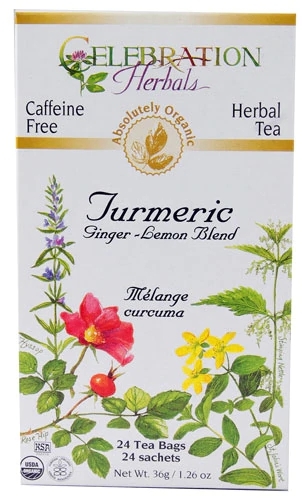 Chá Orgânico Celebration Herbals Cúrcuma Gengibre Limão - 24 Sachês (aprox. 48g)