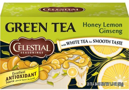 Celestial Seasonings Green Tea with White Tea Honey Lemon Ginseng -- 20 Tea Bags