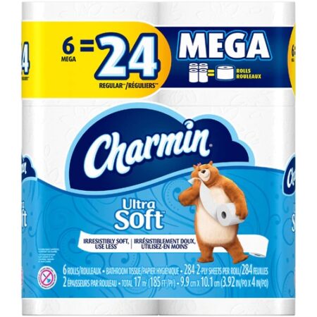 Charmin Ultra Soft Mega Roll Toilet Paper -- 6 Rolls