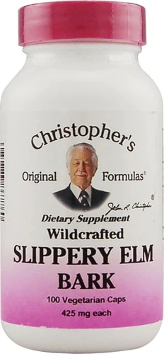 Christopher's Slippery Elm Bark 425mg - 100 Cápsulas Vegetarianas | Saúde Digestiva Natural