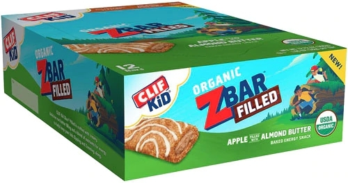 Clif Kid Organic Zbar Filled Barra de Maçã com Manteiga de Amendoim - 12 Barras (Aprox. 360g)