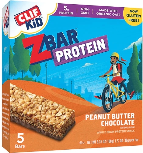 Clif Kid ZBar Protein Barra de Proteína Sabor Manteiga de Amendoim e Chocolate - 5 Barras (Aprox. 210g)