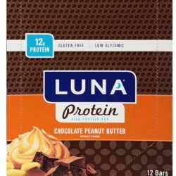 Clif LUNA Protein 12g Barra Chocolate Peanut Butter - Caixa com 12 Barras (Aprox. 672g)