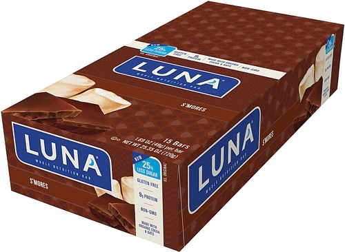 Clif LUNA Whole Nutrition Bar S'Mores - 15 Barras Energéticas - Nutrição Completa
