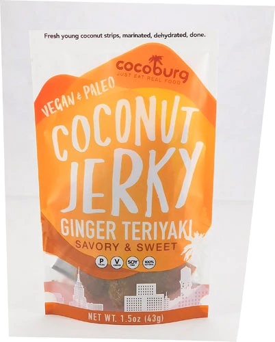 Cocoburg Jerky de Coco Gengibre Teriyaki - 42g | Lanche Saudável e Saboroso