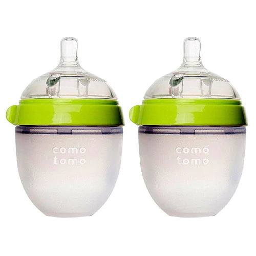 Comotomo Kit Duplo Mamadeiras 150ml Verde - 2 Unidades - Ideal para Recém-Nascidos
