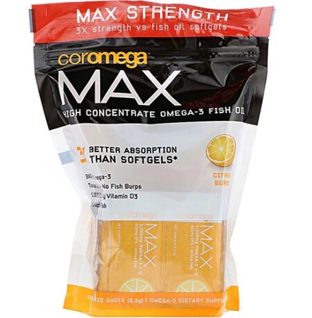 Coromega MAX HIgh Concentrate Omega-3 Fish Oil Citrus Burst -- 2400 mg - 60 Packets