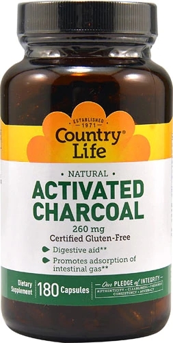 Country Life Carvão Ativado 260mg (180 Cápsulas) - Detox e Saúde Digestiva