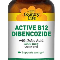 Country Life Active B12 Dibencozide 3000mcg - 60 Pastilhas Sublinguais para Energia e Foco
