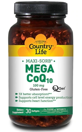 Country Life CoQ-10 Mega Q-Gel 100mg 30 Softgels: Coenzima Q10 de Alta Absorção