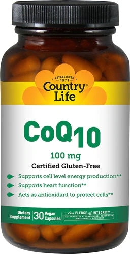 Country Life CoQ10 100mg - 30 Cápsulas Vegetarianas de Ubiquinona | Saúde do Coração