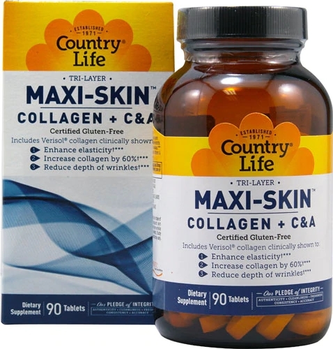 Country Life MAXI-SKIN™ Colágeno Verisol® + Vitaminas C & A | Pele Firme e Radiante