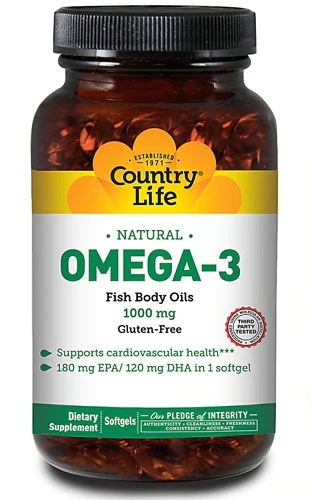 Ômega 3 Natural Country Life 1000mg | EPA DHA | 50 Softgels para Saúde Cardiovascular