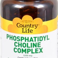 Country Life Fosfatidilcolina Complex 1200mg - 100 Softgels | Suporte à Memória e Fígado