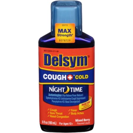 Delsym Adult Night Time Cough plus Cold Max Strength Liquid Mixed Berry -- 6 fl oz