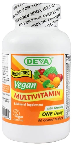 Deva Vegan Multivitamin e Mineral Sem Ferro - 90 Comprimidos - Saúde Vegana Completa